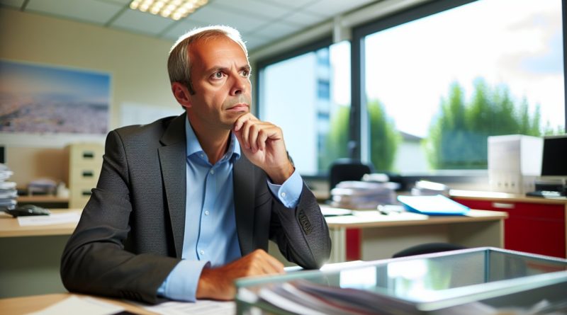 un homme réfléchis à son bureau à un nouvel emploi